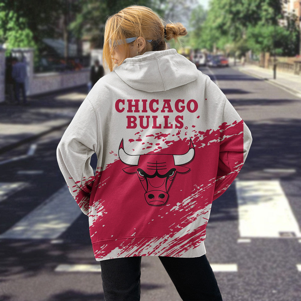 Chicago Bulls NBA Hoodie Stylish Logo for Fans Color White NH24