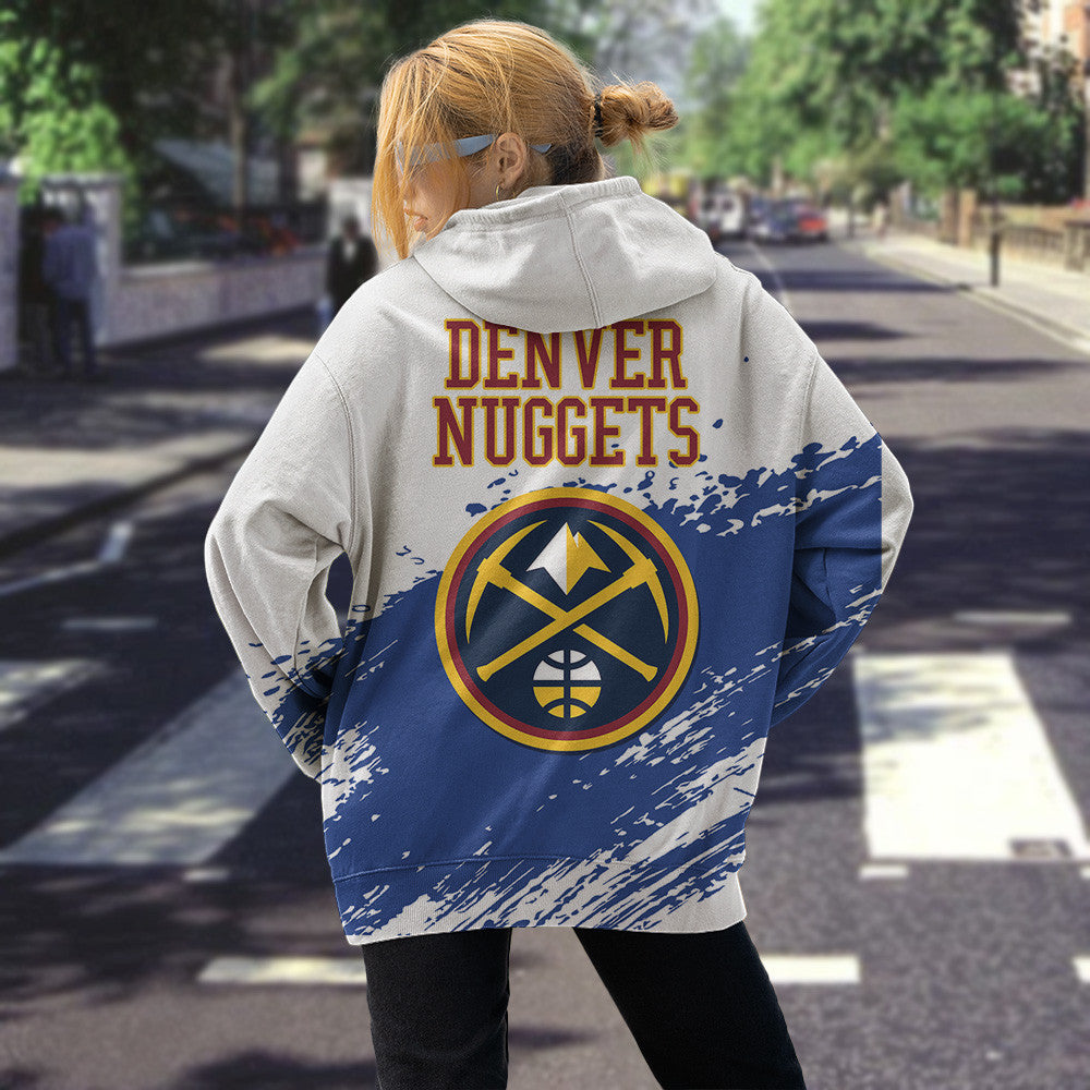 Denver Nuggets NBA Hoodie Stylish Logo for Fans Color White NH24