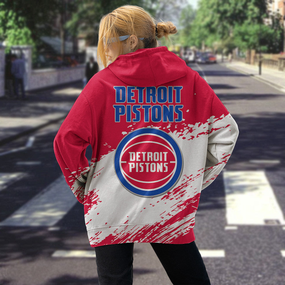 Detroit Pistons NBA Hoodie Stylish Logo for Fans Color Red NH24