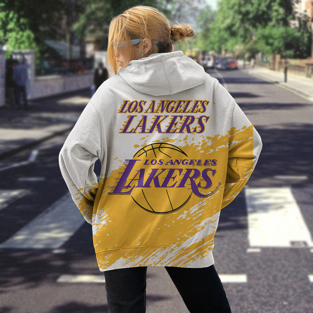 Los Angeles Lakers NBA Hoodie Stylish Logo for Fans Color White NH24