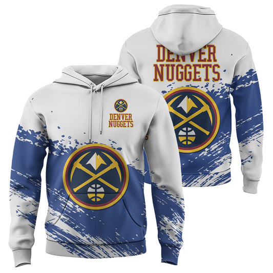 Denver Nuggets NBA Hoodie Stylish Logo for Fans Color White NH24