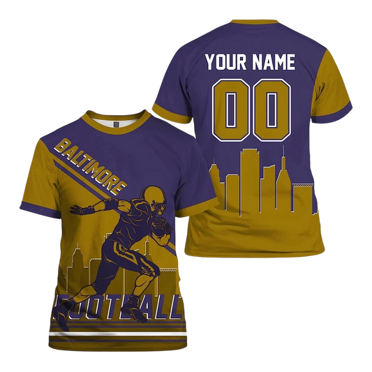NFL Baltimore Ravens Custom Name And Number T-Shirt – Football Player For Big Fan NH24