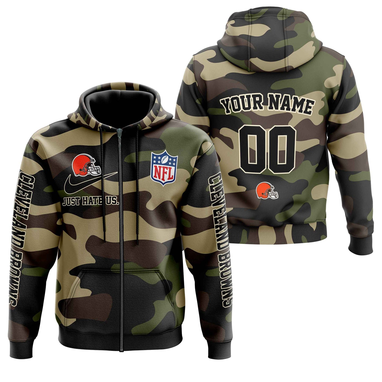 NFL Cleveland Browns Personalized Pullover Hoodie Camo Veterans Special Edition NH24