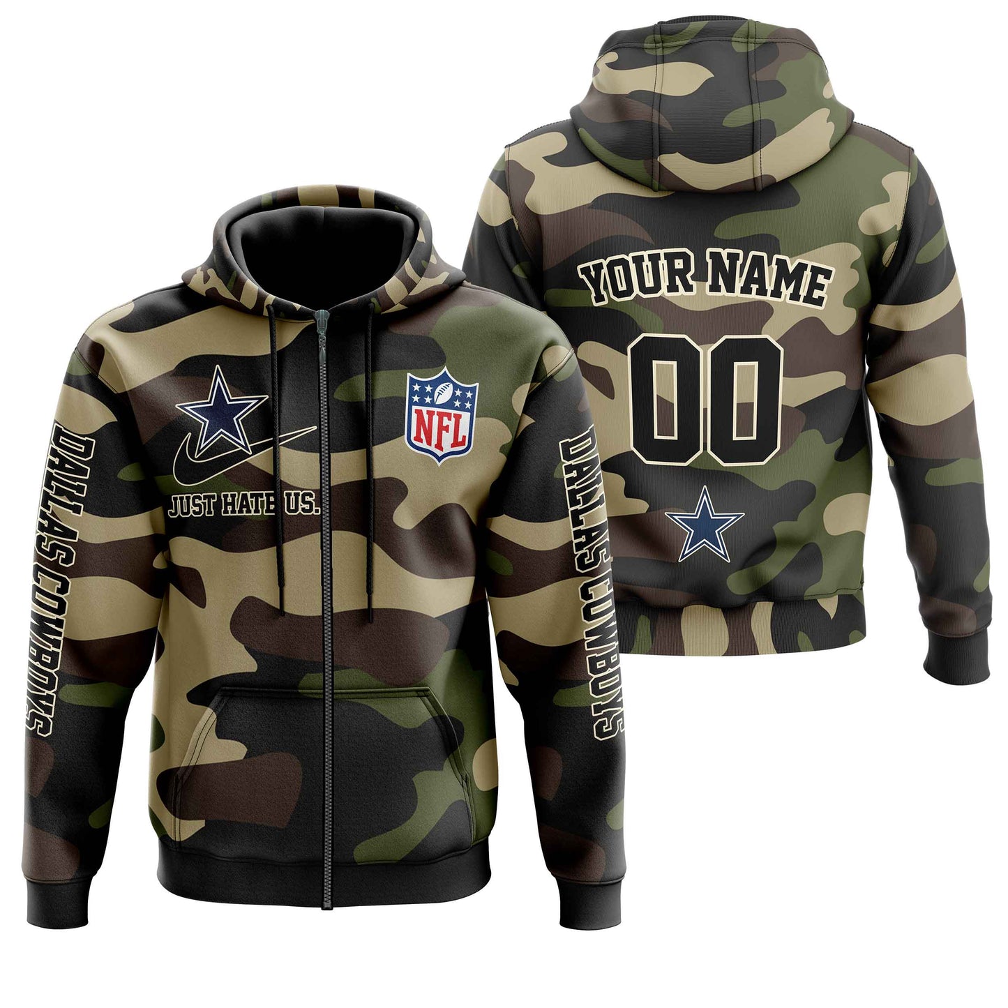 NFL Dallas Cowboys Personalized Pullover Hoodie Camo Veterans Special Edition NH24