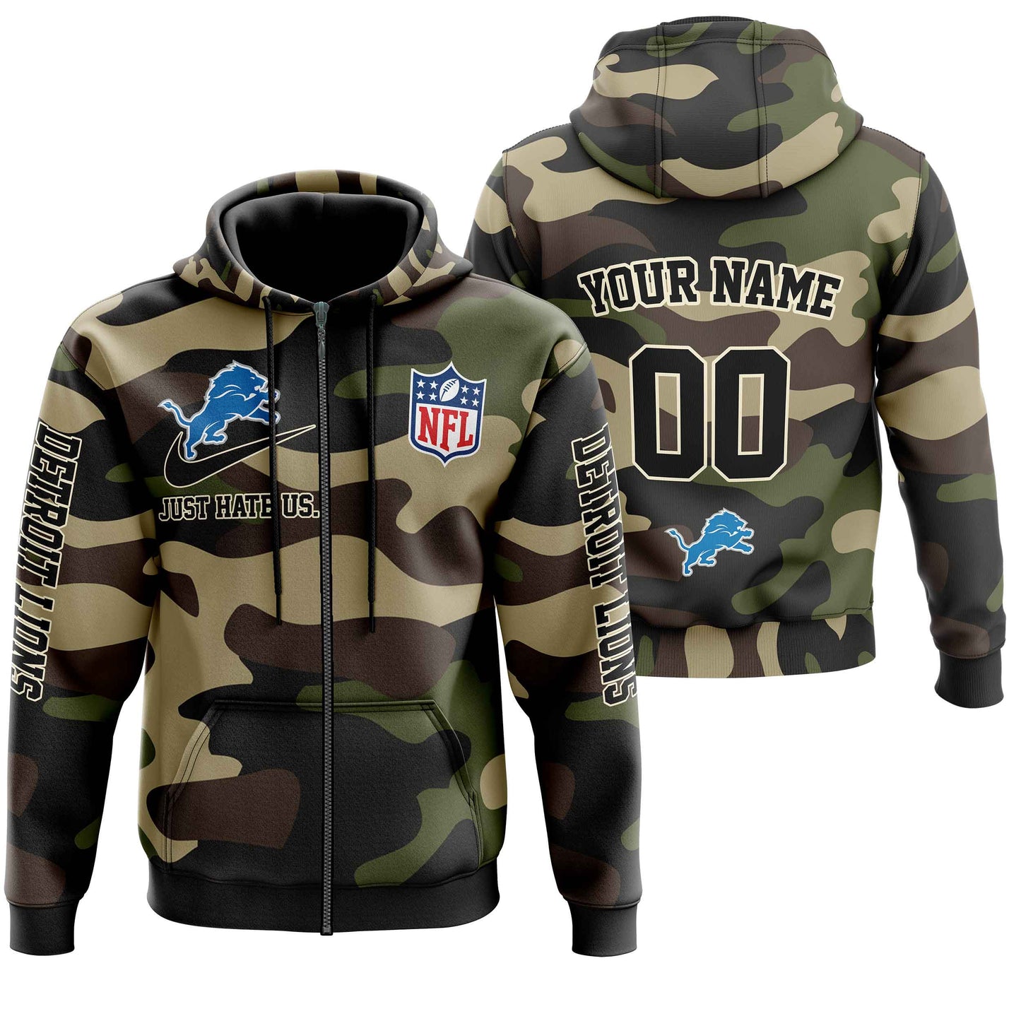 NFL Detroit Lions Personalized Pullover Hoodie Camo Veterans Special Edition NH24