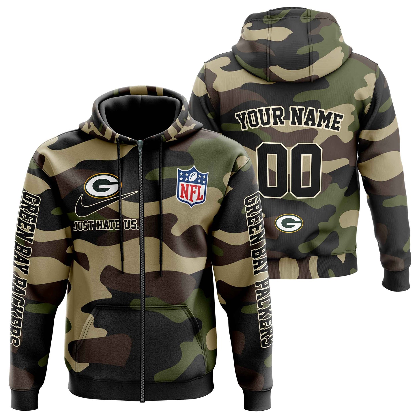 NFL Green Bay Packers Personalized Pullover Hoodie Camo Veterans Special Edition NH24