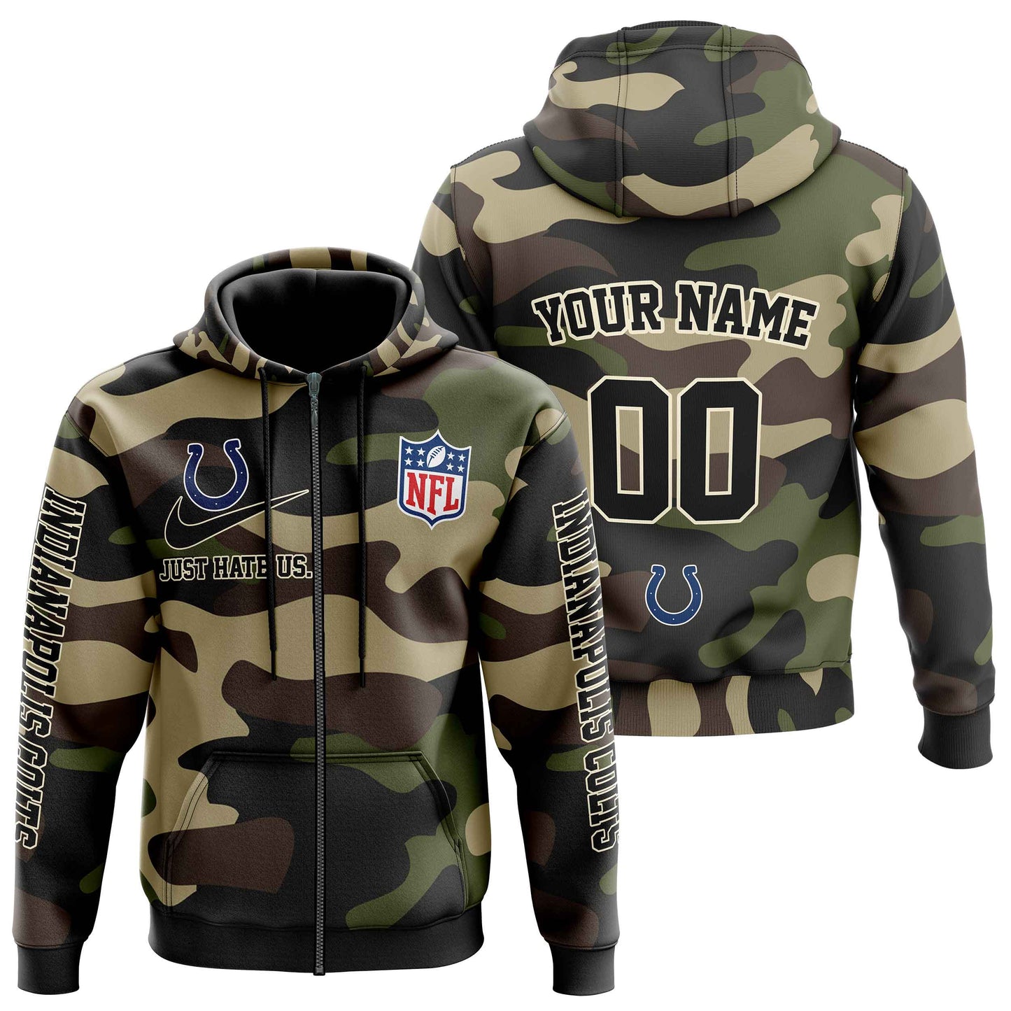 NFL Indianapolis Colts Personalized Pullover Hoodie Camo Veterans Special Edition NH24