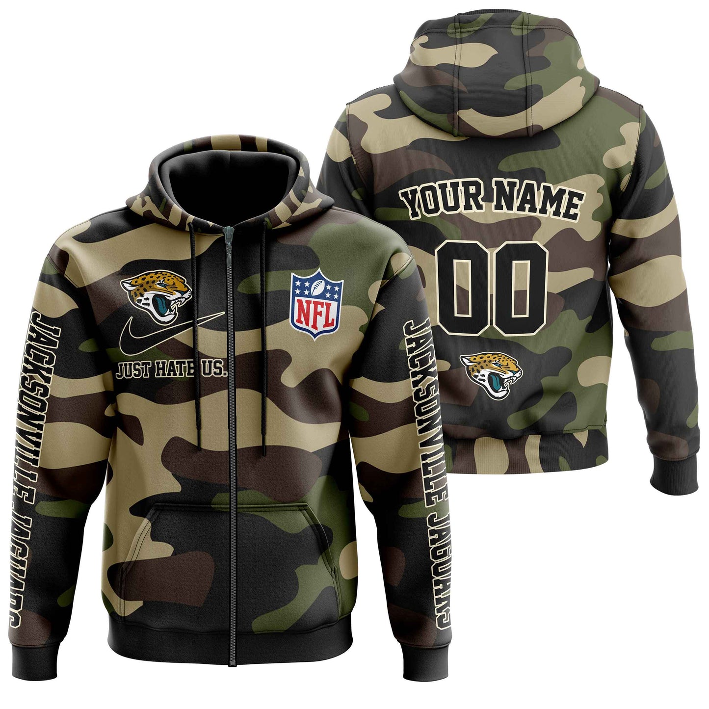 NFL Jacksonville Jaguars Personalized Pullover Hoodie Camo Veterans Special Edition NH24