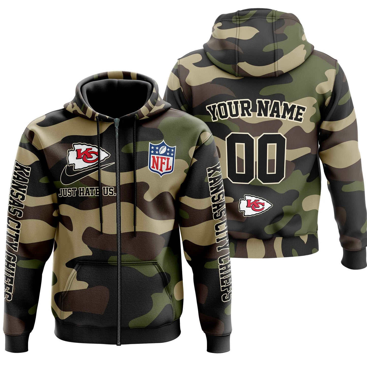 NFL Kansas City Chiefs Personalized Pullover Hoodie Camo Veterans Special Edition NH24