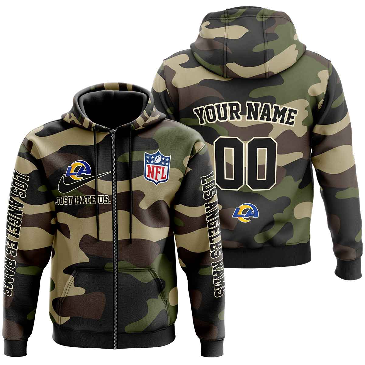 NFL Los Angeles Rams Personalized Pullover Hoodie Camo Veterans Special Edition NH24