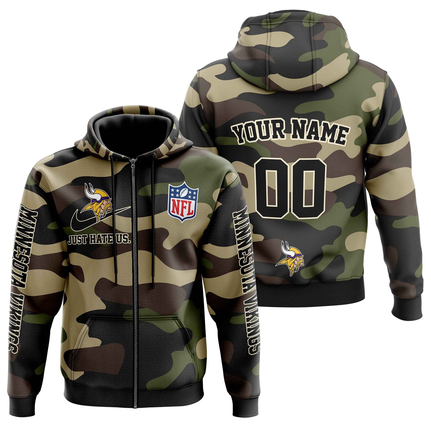 NFL Minnesota Vikings Personalized Pullover Hoodie Camo Veterans Special Edition NH24