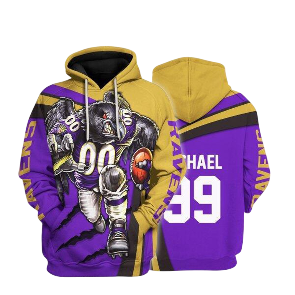 NFL Baltimore Ravens Personalized Hoodie Mascot Football Player NH24