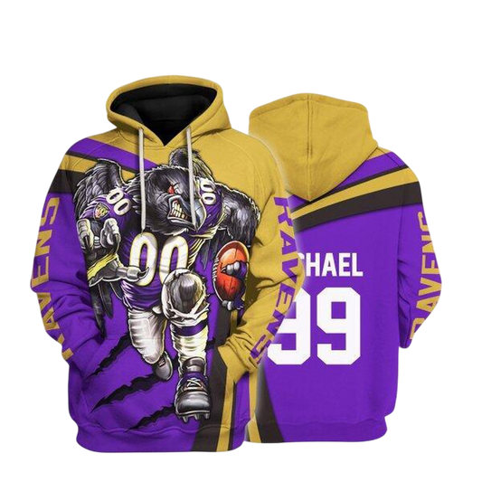 NFL Baltimore Ravens Personalized Hoodie Mascot Football Player NH24