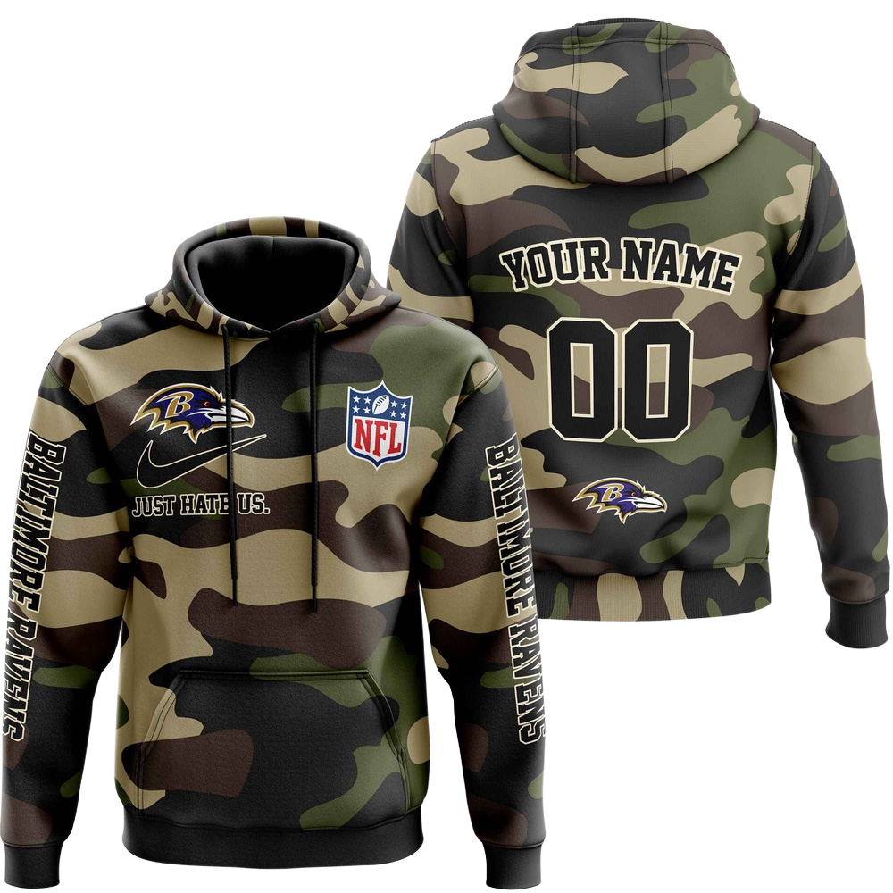 NFL Baltimore Ravens Personalized Pullover Hoodie Camo Veterans Special Edition NH24