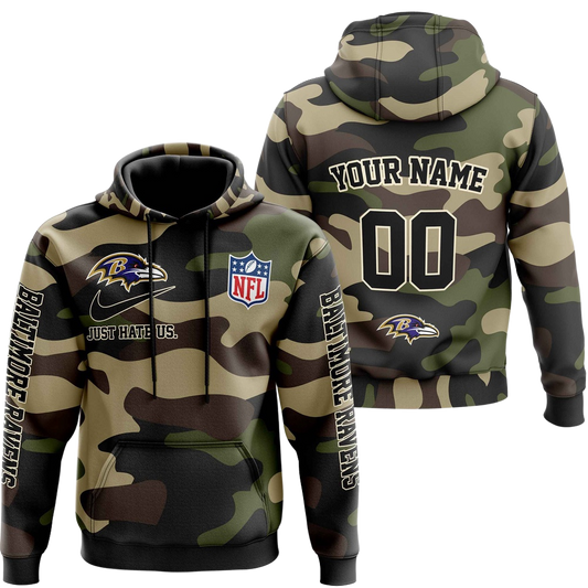 NFL Baltimore Ravens Personalized Pullover Hoodie Camo Veterans Special Edition NH24