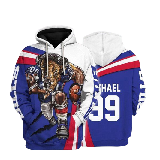 NFL Buffalo Bills Personalized Hoodie Mascot Football Player NH24