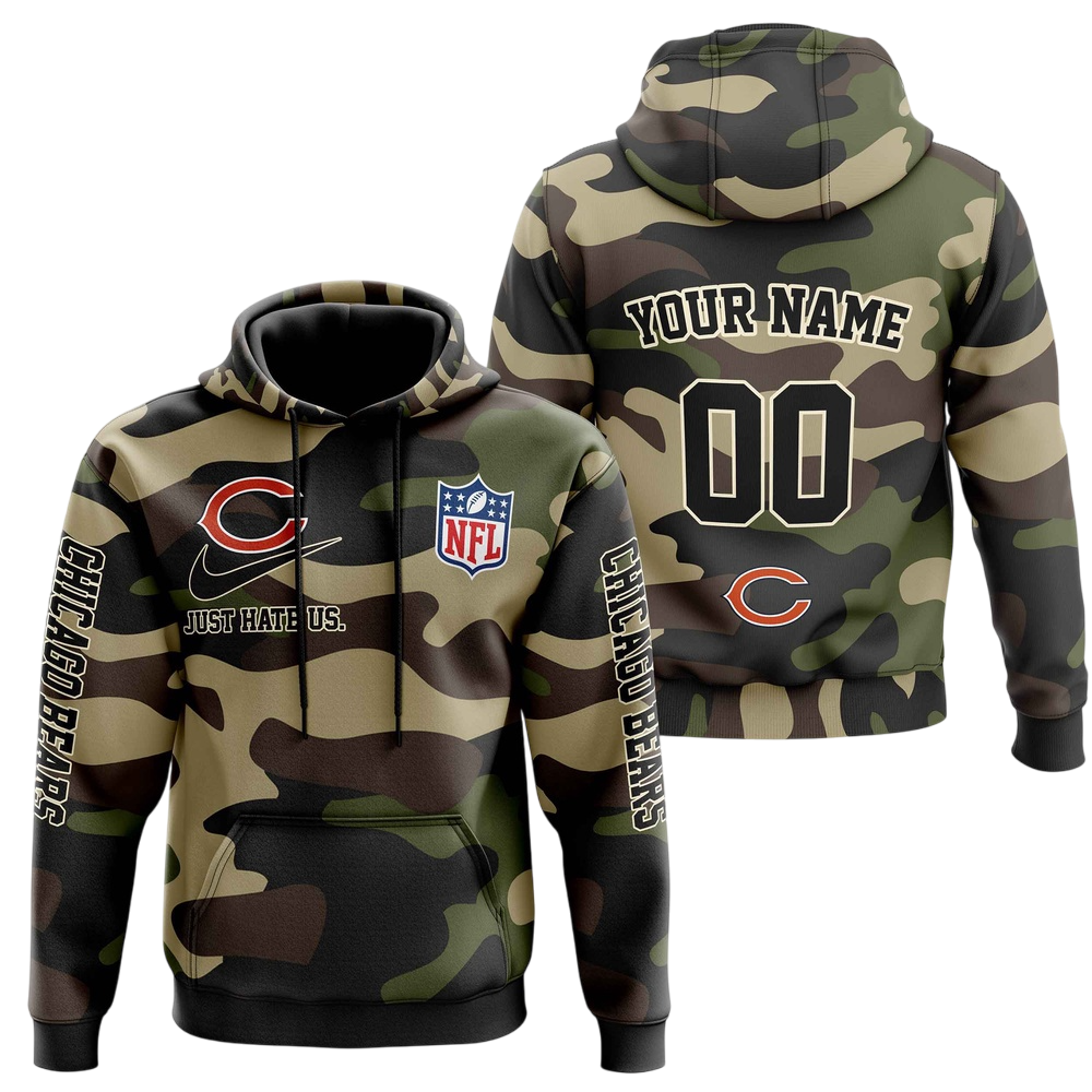 NFL Chicago Bears Personalized Pullover Hoodie Camo Veterans Special Edition NH24