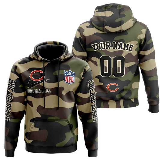 NFL Chicago Bears Personalized Pullover Hoodie Camo Veterans Special Edition NH24