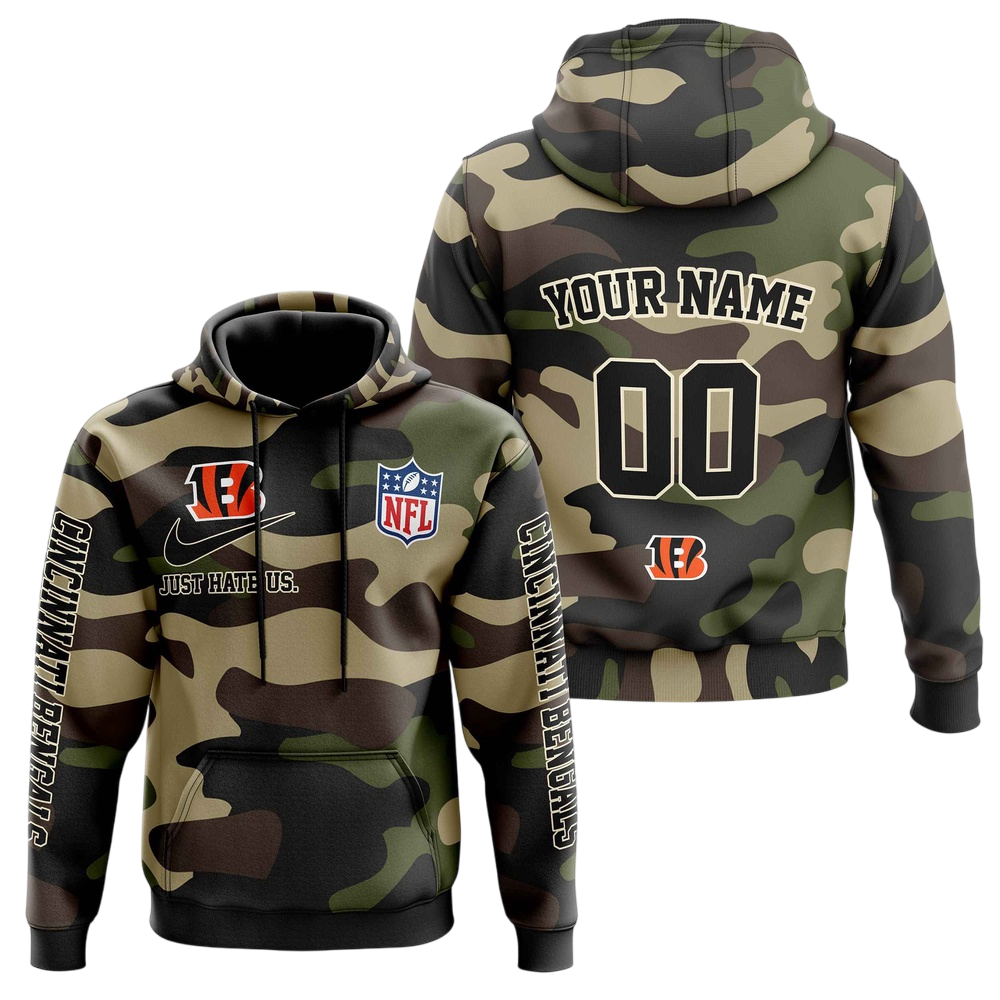 NFL Cincinnati Bengals Personalized Pullover Hoodie Camo Veterans Special Edition NH24