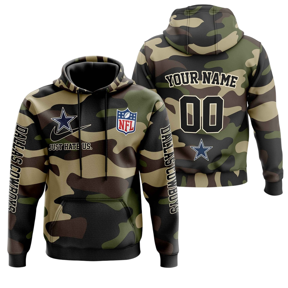 NFL Dallas Cowboys Personalized Pullover Hoodie Camo Veterans Special Edition NH24