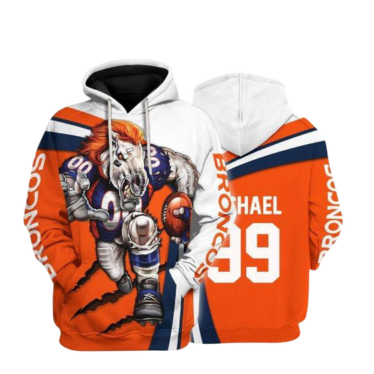 NFL Denver Broncos Personalized Hoodie Mascot Football Player NH24