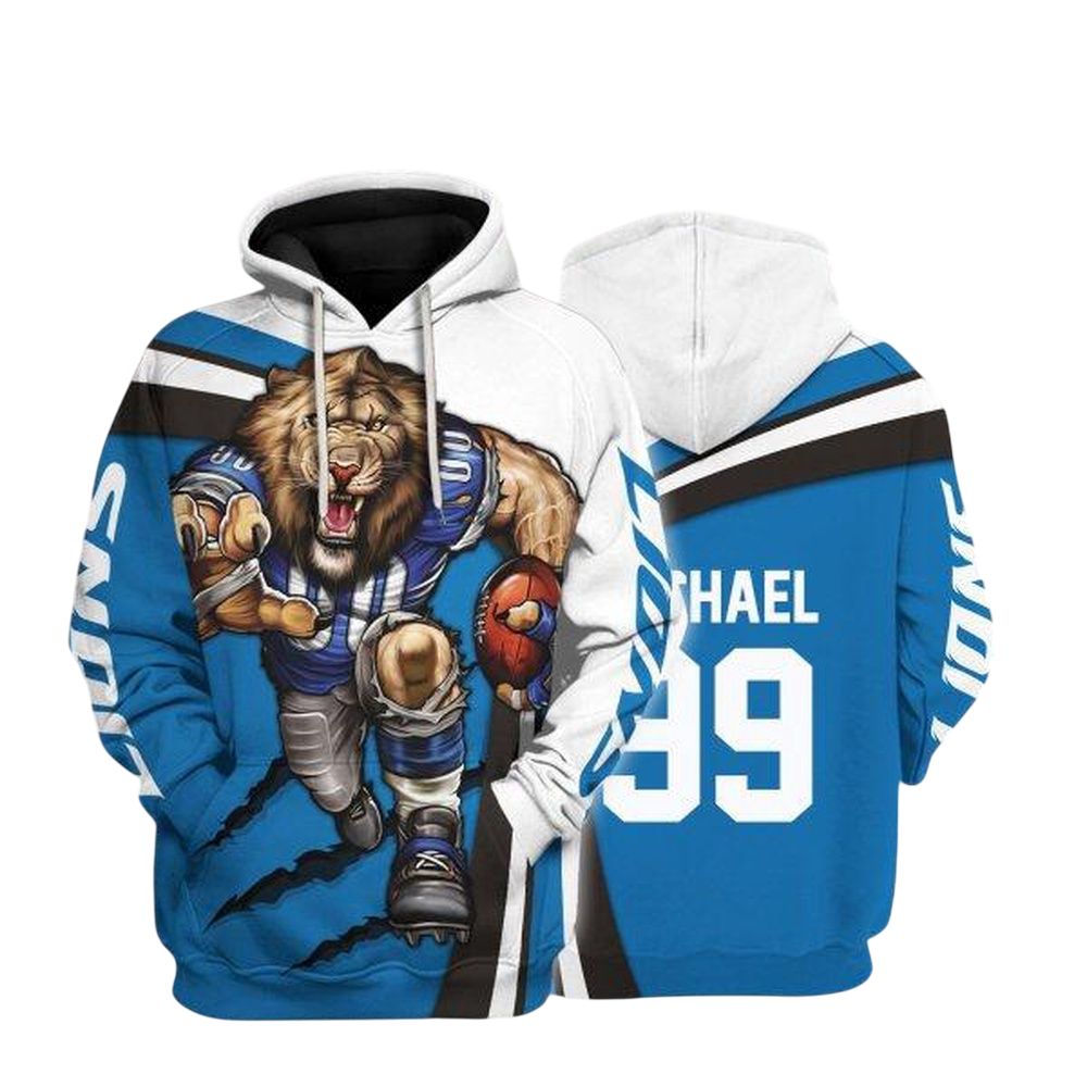 NFL Detroit Lions Personalized Hoodie Mascot Football Player NH24