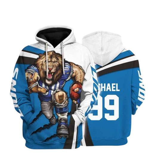 NFL Detroit Lions Personalized Hoodie Mascot Football Player NH24