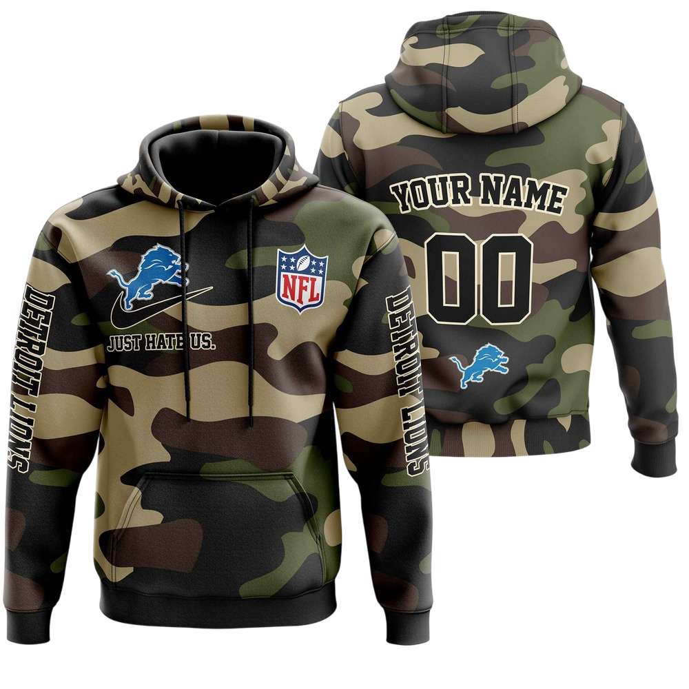 NFL Detroit Lions Personalized Pullover Hoodie Camo Veterans Special Edition NH24