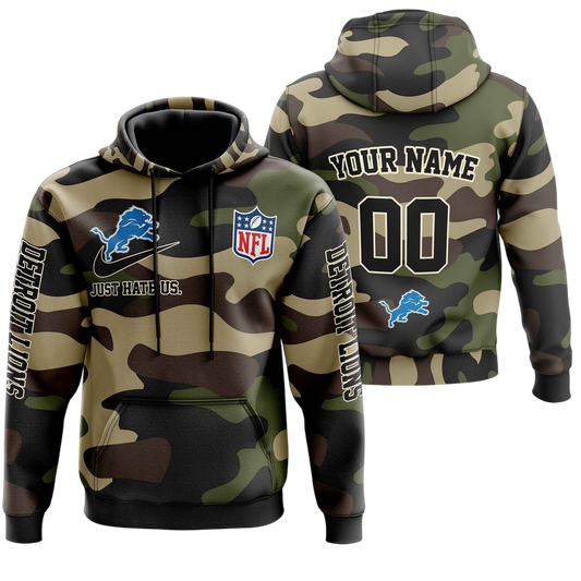 NFL Detroit Lions Personalized Pullover Hoodie Camo Veterans Special Edition NH24