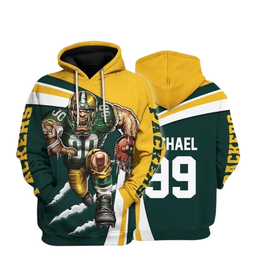 NFL Green Bay Packers Personalized Hoodie Mascot Football Player NH24