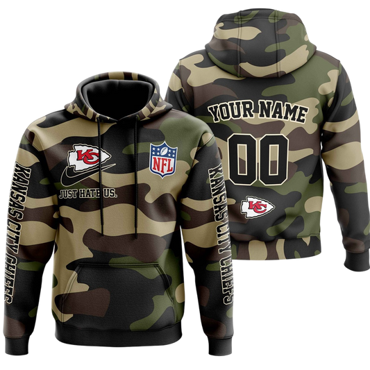 NFL Kansas City Chiefs Personalized Pullover Hoodie Camo Veterans Special Edition NH24