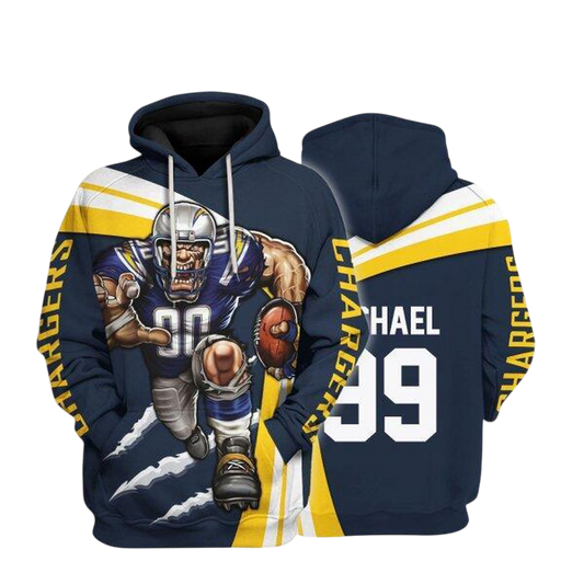 NFL Los Angeles Chargers Personalized Hoodie Mascot Football Player NH24