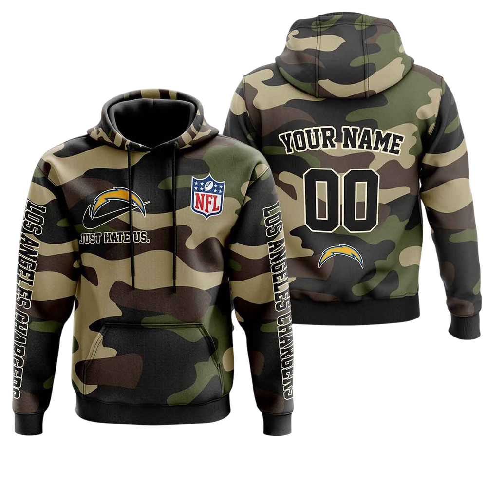 NFL Los Angeles Chargers Personalized Pullover Hoodie Camo Veterans Special Edition NH24