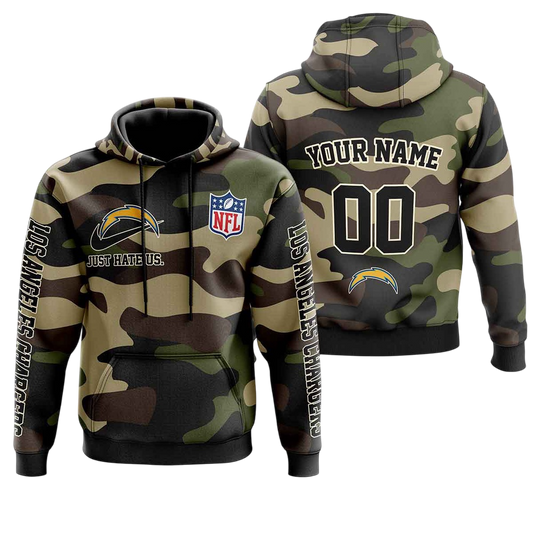 NFL Los Angeles Chargers Personalized Pullover Hoodie Camo Veterans Special Edition NH24