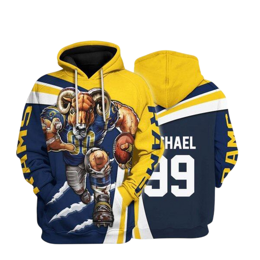 NFL Los Angeles Rams Personalized Hoodie Mascot Football Player NH24