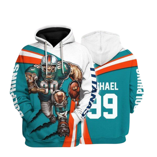 NFL Miami Dolphins Personalized Hoodie Mascot Football Player NH24