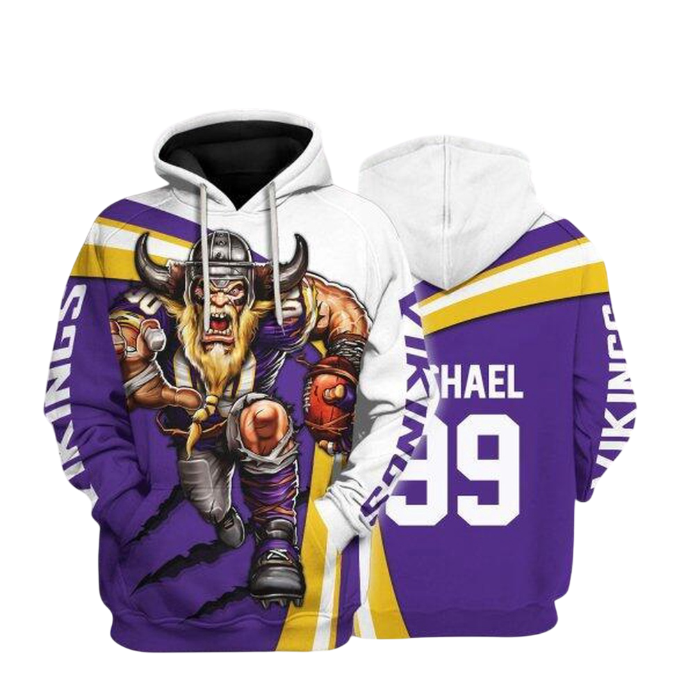 NFL Minnesota Vikings Personalized Hoodie Mascot Football Player NH24