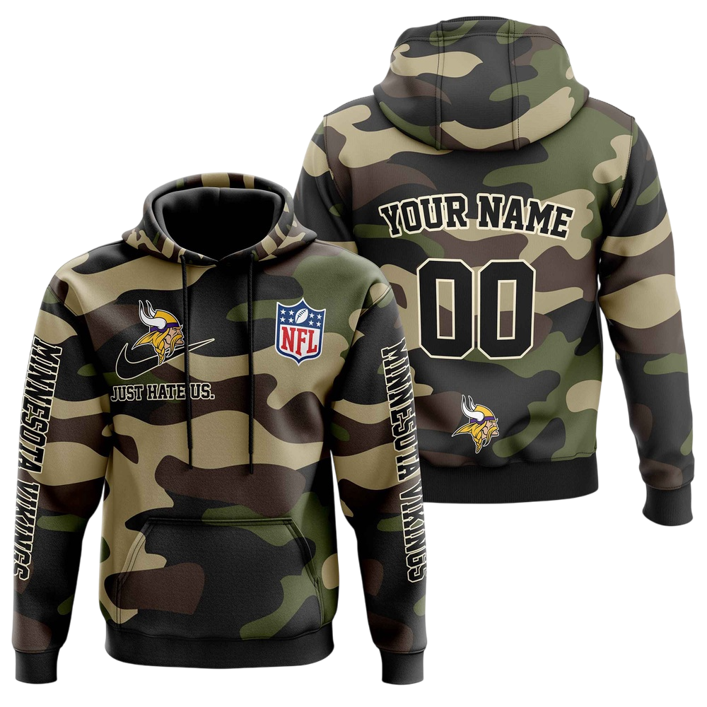 NFL Minnesota Vikings Personalized Pullover Hoodie Camo Veterans Special Edition NH24