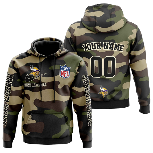 NFL Minnesota Vikings Personalized Pullover Hoodie Camo Veterans Special Edition NH24