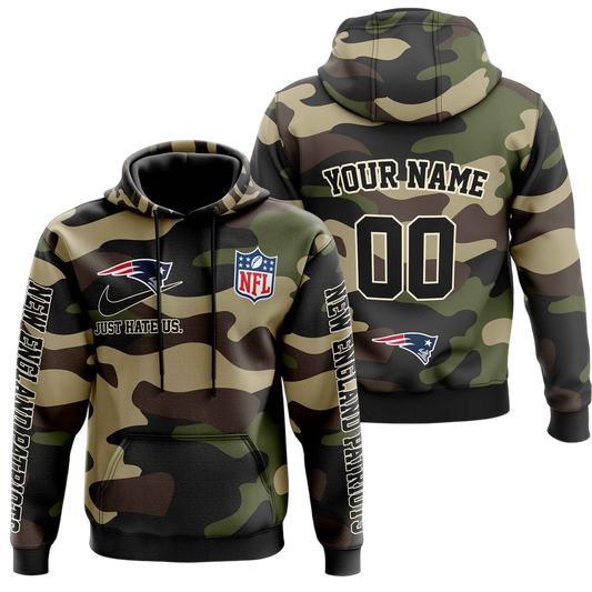 NFL New England Patriots Personalized Pullover Hoodie Camo Veterans Special Edition NH24