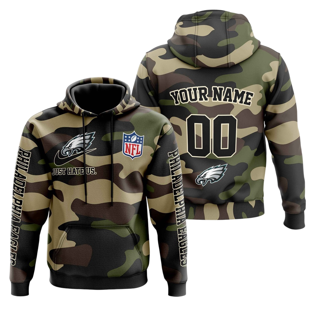 NFL Philadelphia Eagles Personalized Pullover Hoodie Camo Veterans Special Edition NH24