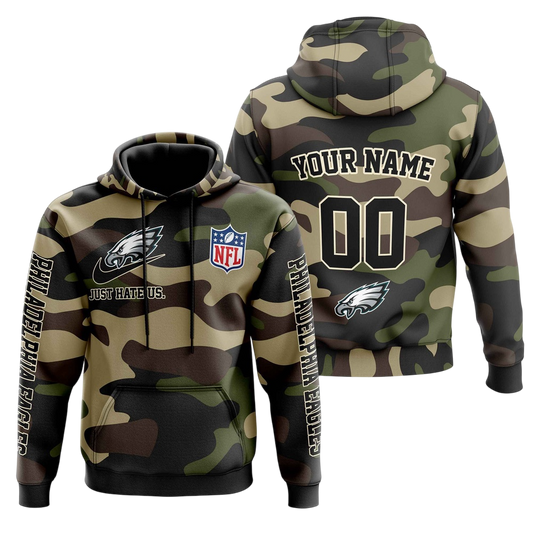 NFL Philadelphia Eagles Personalized Pullover Hoodie Camo Veterans Special Edition NH24