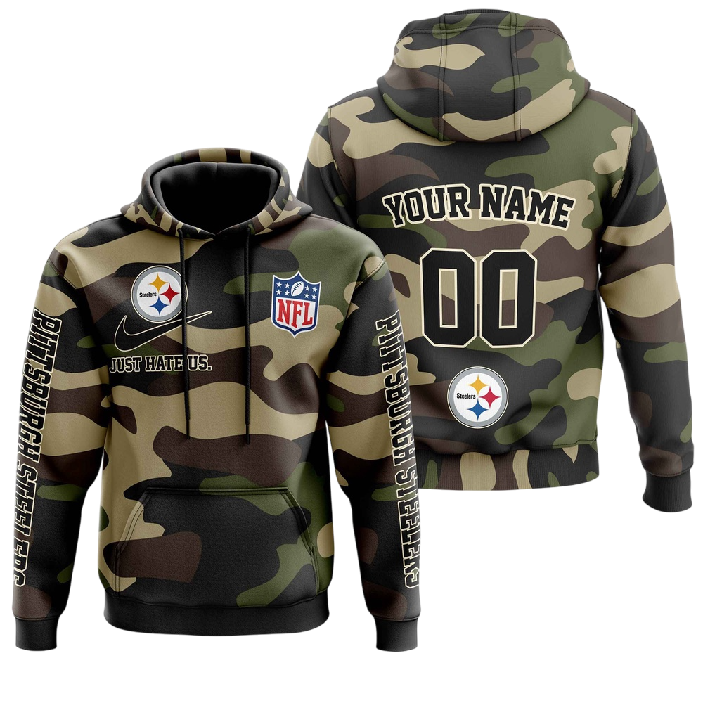NFL Pittsburgh Steelers Personalized Pullover Hoodie Camo Veterans Special Edition NH24