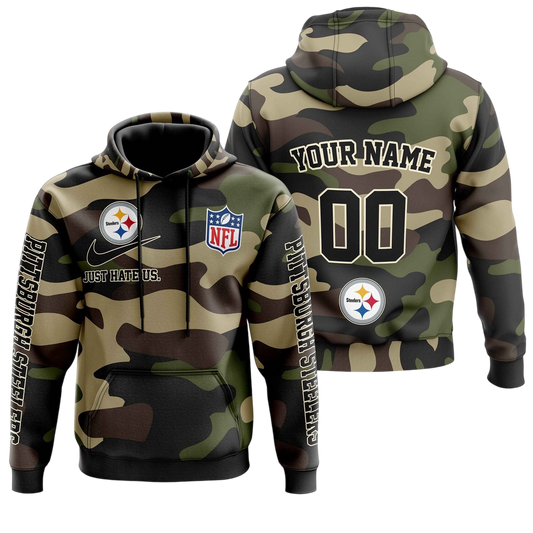 NFL Pittsburgh Steelers Personalized Pullover Hoodie Camo Veterans Special Edition NH24