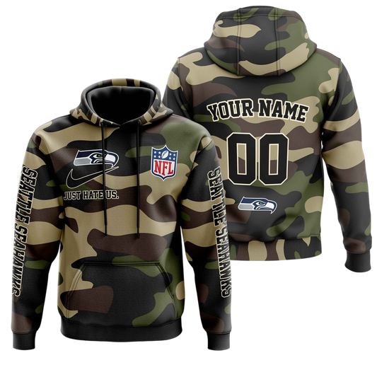 NFL Seattle Seahawks Personalized Pullover Hoodie Camo Veterans Special Edition NH24