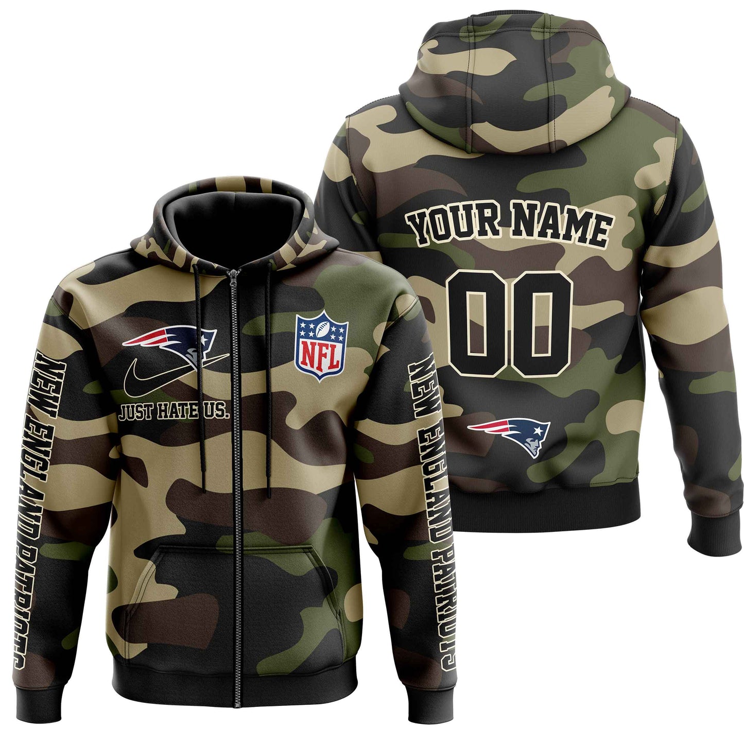 NFL New England Patriots Personalized Pullover Hoodie Camo Veterans Special Edition NH24