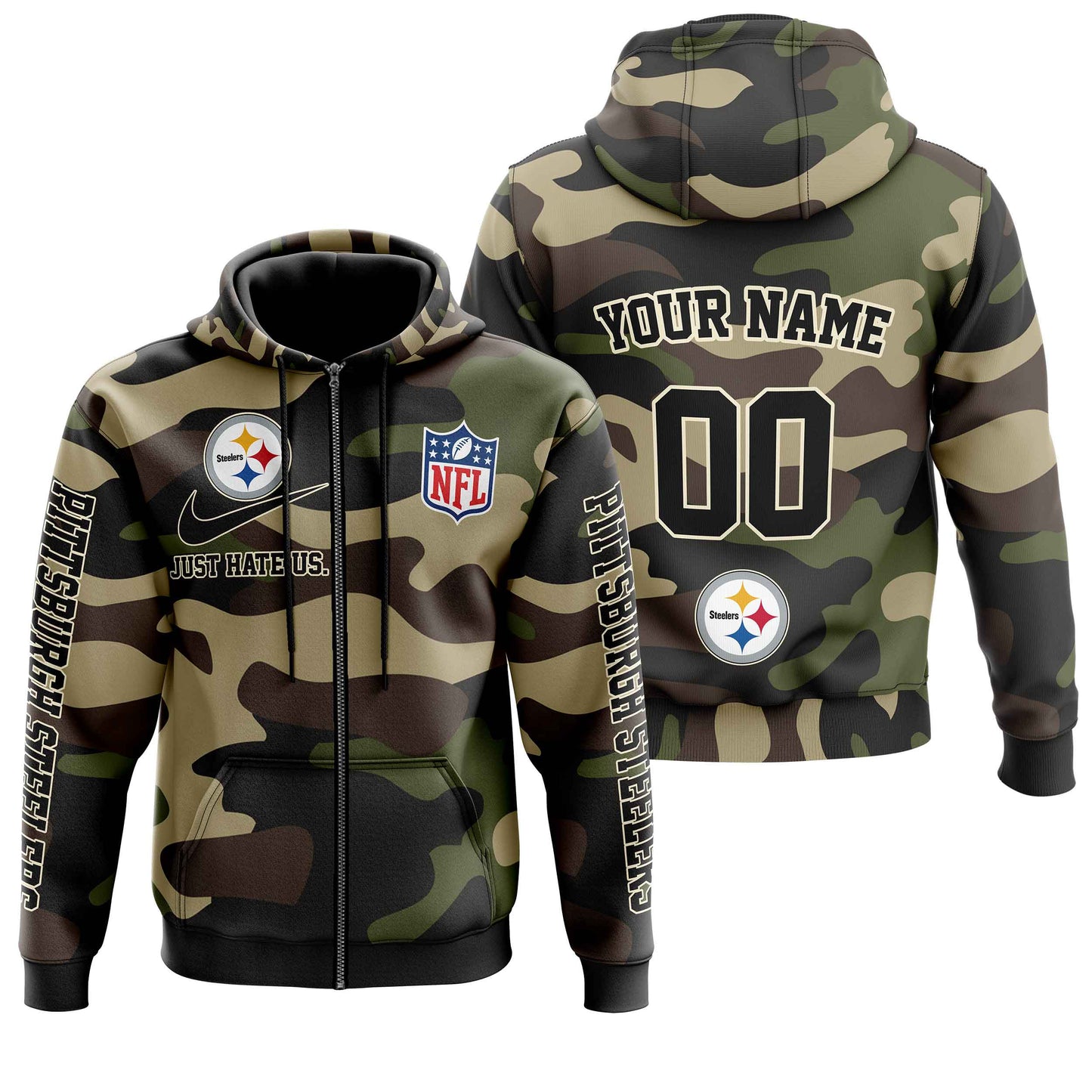 NFL Pittsburgh Steelers Personalized Pullover Hoodie Camo Veterans Special Edition NH24