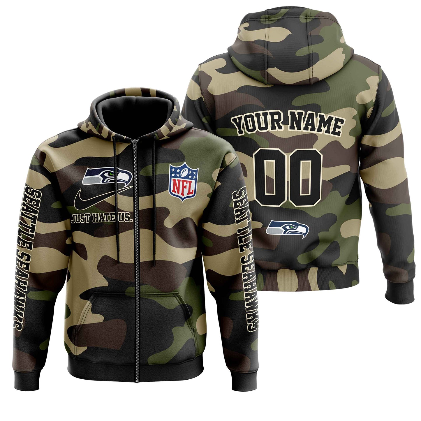 NFL Seattle Seahawks Personalized Pullover Hoodie Camo Veterans Special Edition NH24