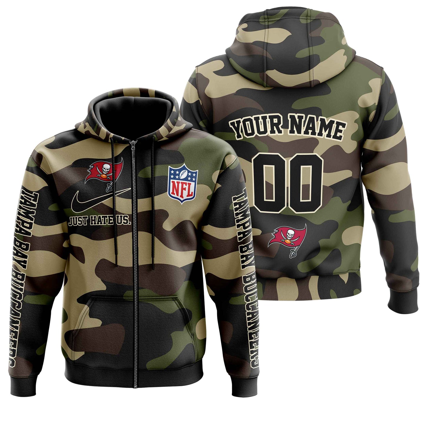 NFL Tampa Bay Buccaneers Personalized Pullover Hoodie Camo Veterans Special Edition NH24