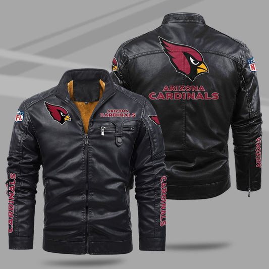 Arizona Cardinals NFL Teams Fleece Leather Jacket For All Season NH24